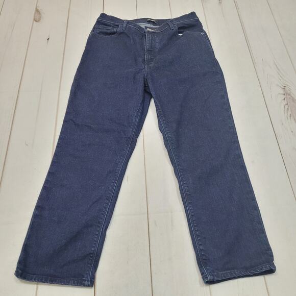 Express Straight high rise jeans cropped crop dark wash - Picture 1 of 9